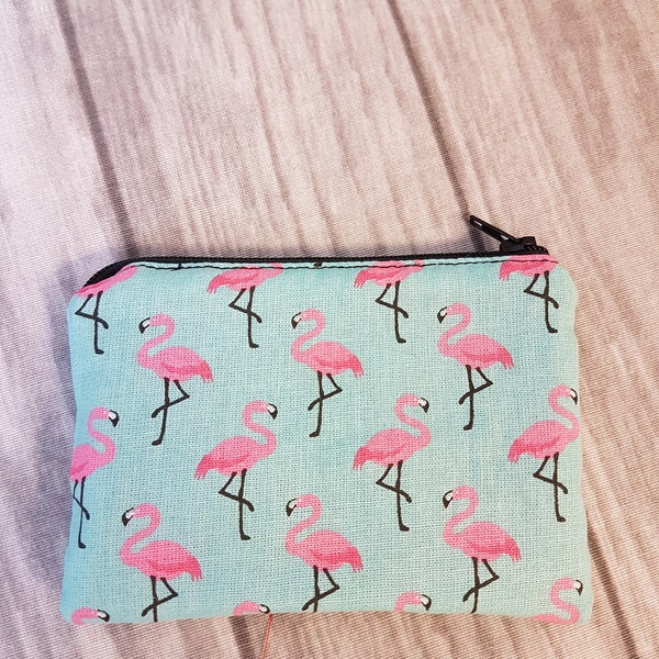 Schlüsselmäppchen Geldbörse Flamingo grau