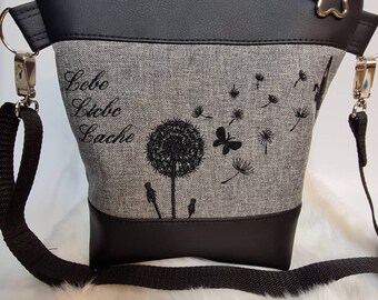 Pusteblume + Lebe, Liebe & Lache Handtasche *handmade *bestickt Umhängetasche 