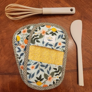 Rifle Paper Co. Bramble Mint and Citrus Oven Mitt Set/ Quilted Hot Pads/Quilted Pot Holders