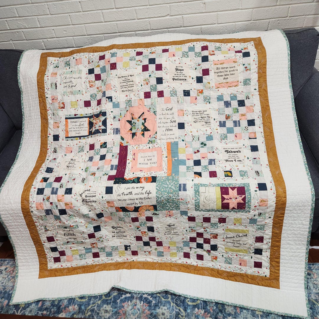 MADE TO Order-custom Patchwork Faith Based Quilt-large Throw/wedding ...