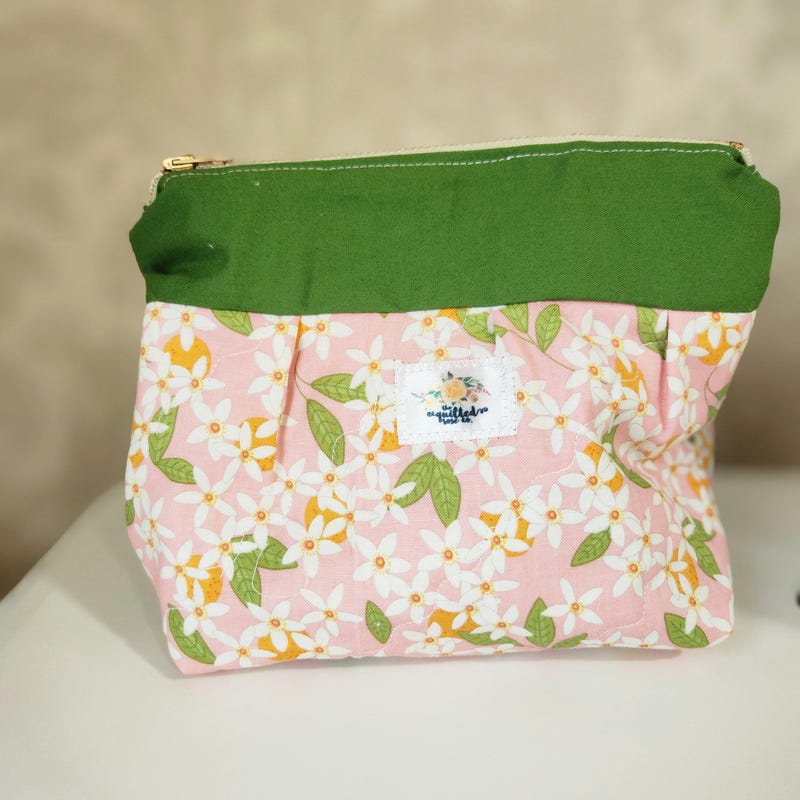 Essentials Quilted Cosmetic Pouch–Poppin' Petals Hot Pink