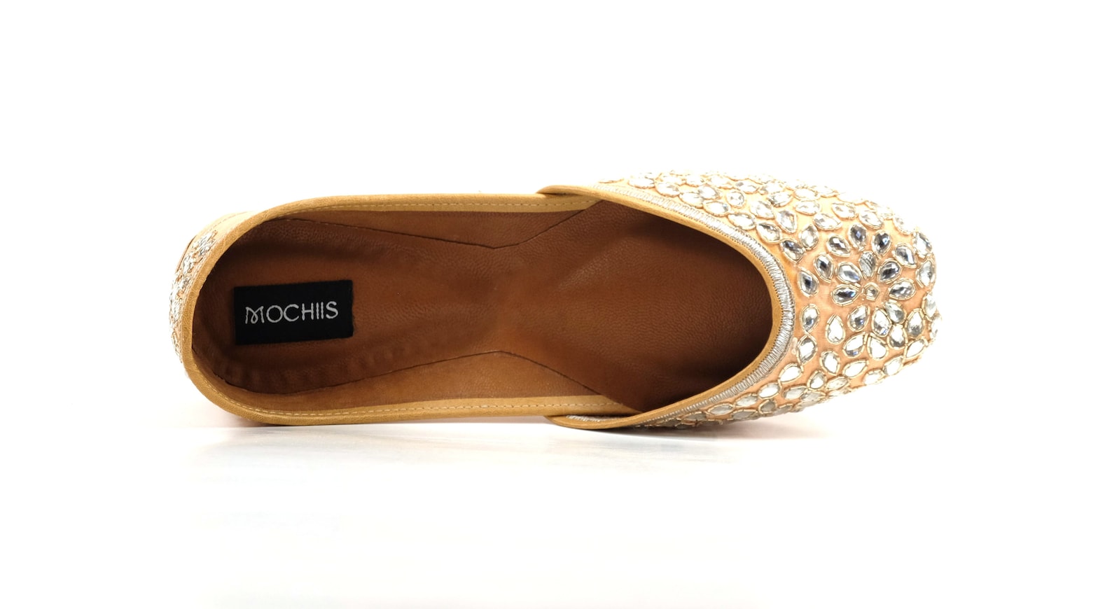 solitaire - handmade embroidered leather ballet flats - kundan juttis - traditional jutti / mojari / khussa with a contemporary