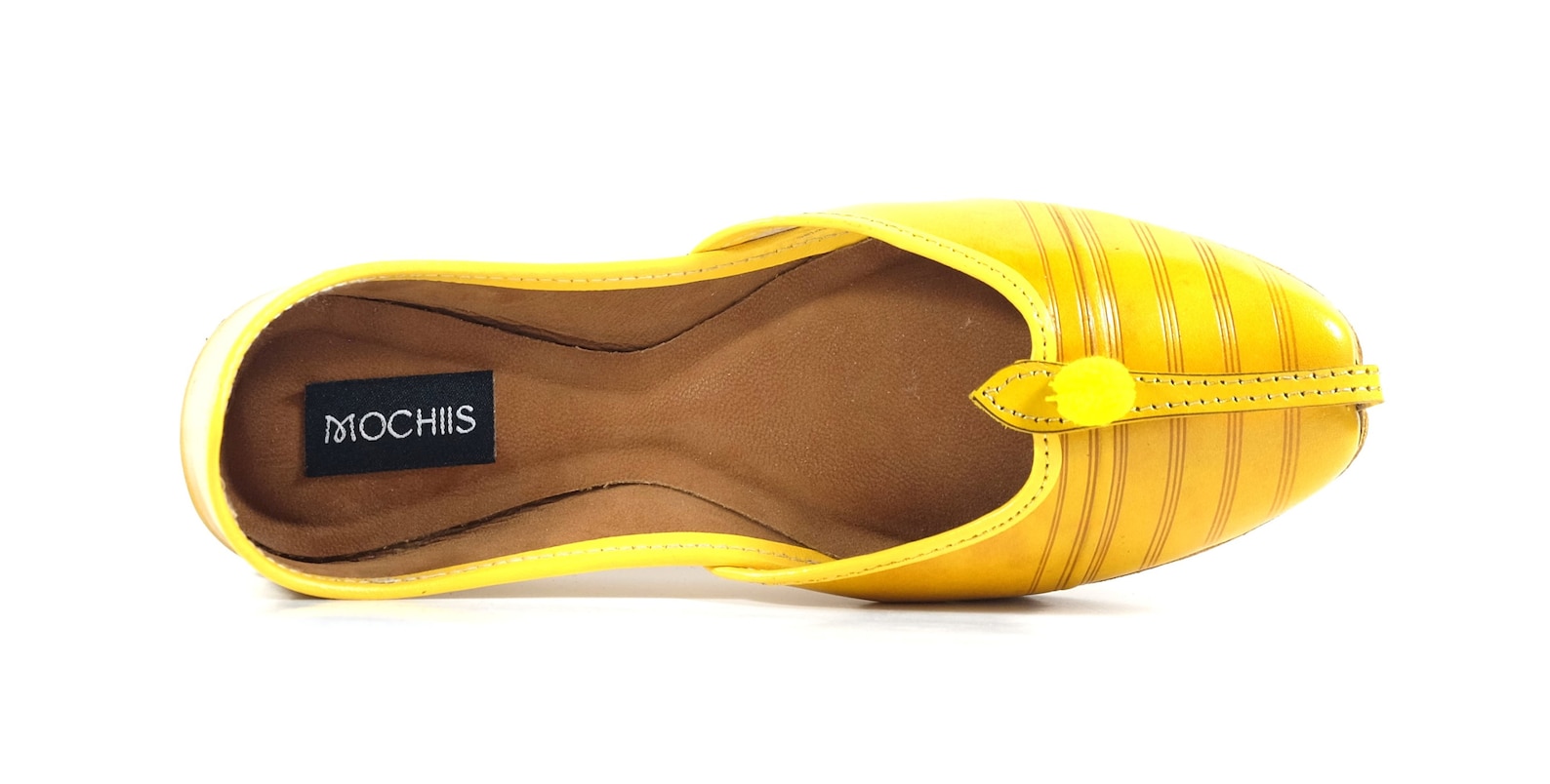 handmade classic leather ballet flat shoes - brown and yellow - with pom-pom details - jutti / khussa / mojari handmade classic leather ballet flat shoes - brown and yellow - with pom-pom details - jutti / khussa / mojari