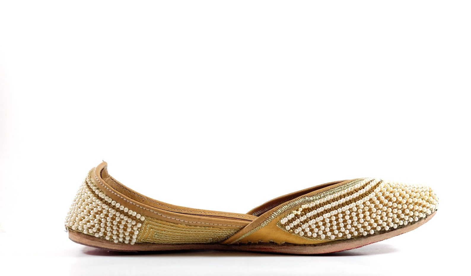 moti - handmade embroidered leather ballet flats - pearl juttis - traditional jutti / mojari / khussa with a contemporary twist