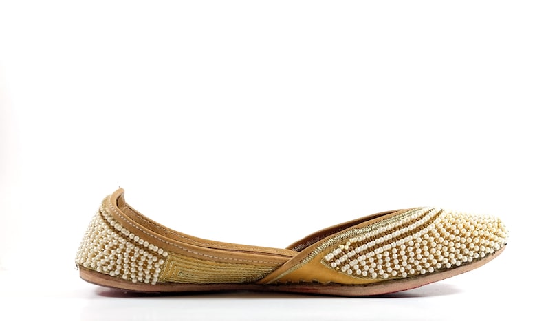 Moti Handmade embroidered leather ballet flats Traditional Jutti Mojari Khussa with a contemporary twist Pearl juttis