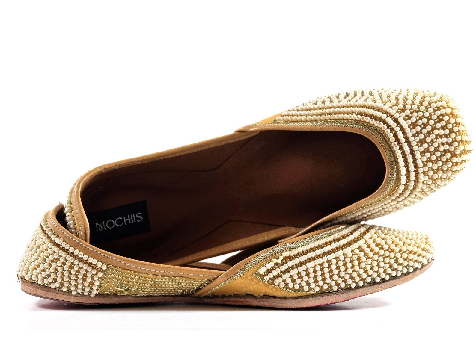 moti - handmade embroidered leather ballet flats - pearl juttis - traditional jutti / mojari / khussa with a contemporary twist