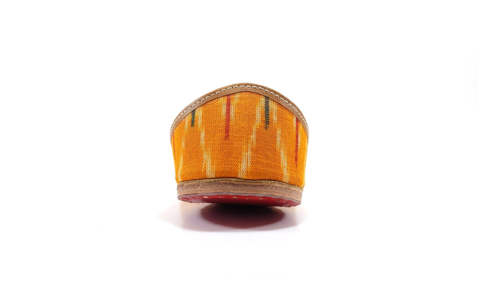 ochre - handmade yellow ikat printed leather ballet flats - traditional jutti / khussa / mojari with a contemporary twist