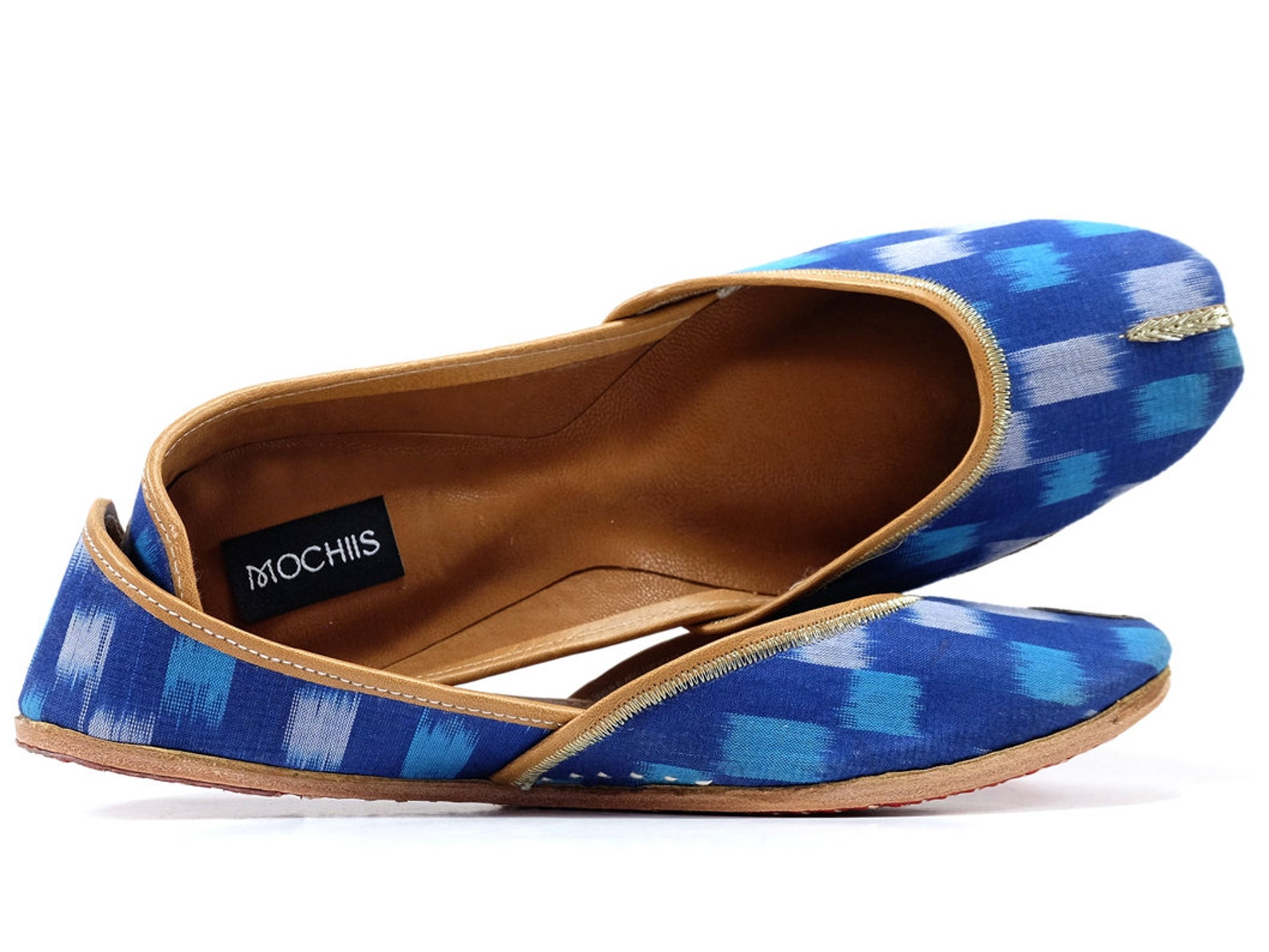 azure - handmade leather ballet flats - ikat juttis - traditional jutti / mojari / khussa with a contemporary twist azure - handmade leather ballet flats - ikat juttis - traditional jutti / mojari / khussa with a contemporary twist