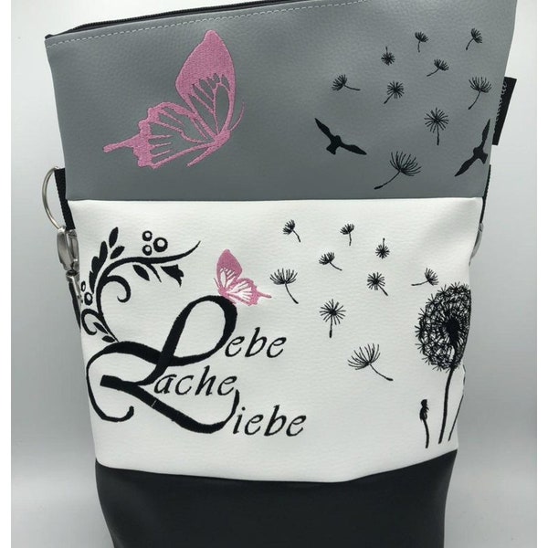 Lucalina Handtasche Lebe, liebe, lache (rosa) Tasche Foldover Schultertasche