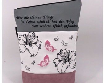 Lucalina Handtasche Lilie mit Schmetterling Tasche Foldover Schultertasche