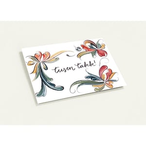 ¡Tusen Takk! Tarjetas de agradecimiento de Norwegian Rosemaling (paquete de 10 + sobres)