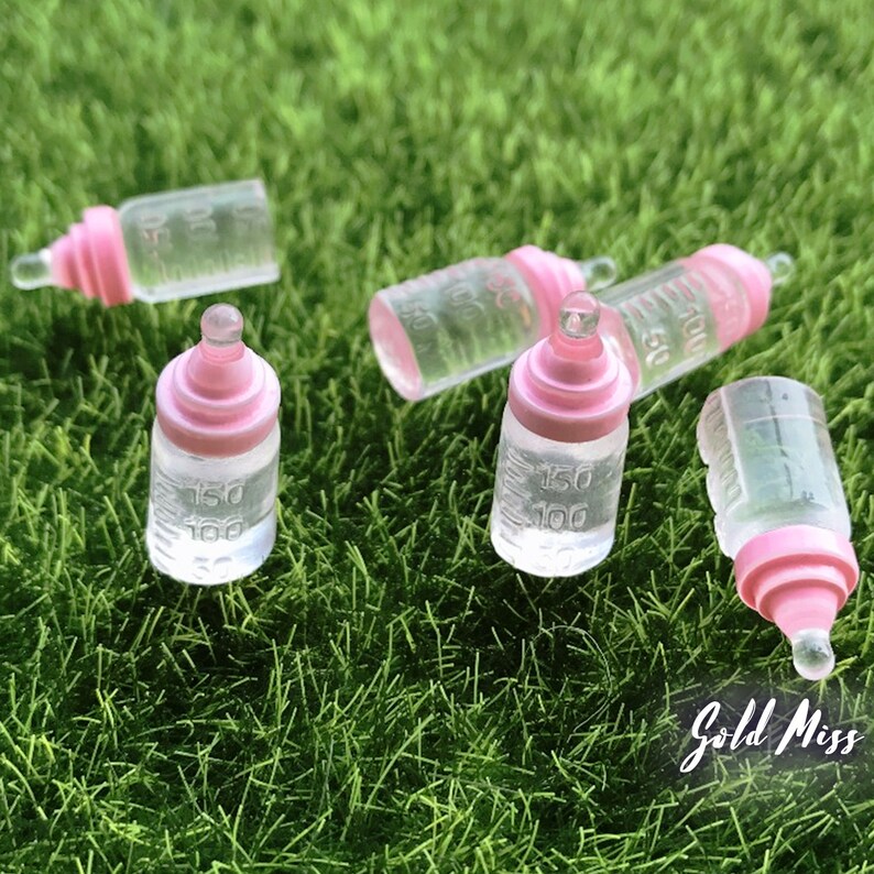 Baby Bottle Shower Favors Pink Bottles Slime Charms Transpa Resin Chars Decor New Mom Dollhouse Miniatures Decoden Cute