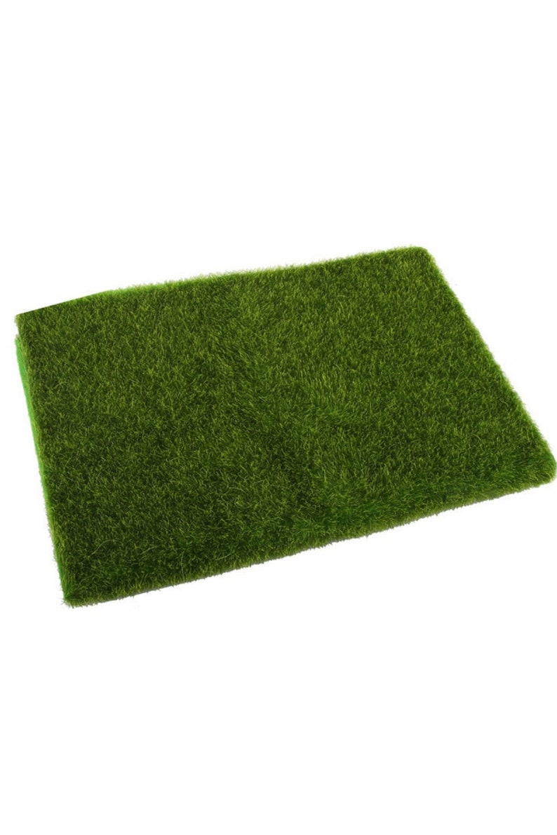 Pangda Artificial Garden Grass, Life-Like Fairy Artificial Grass Lawn 6 X 6 Inches Miniature Ornament Garden Dollhouse DIY Grass (8 Packs