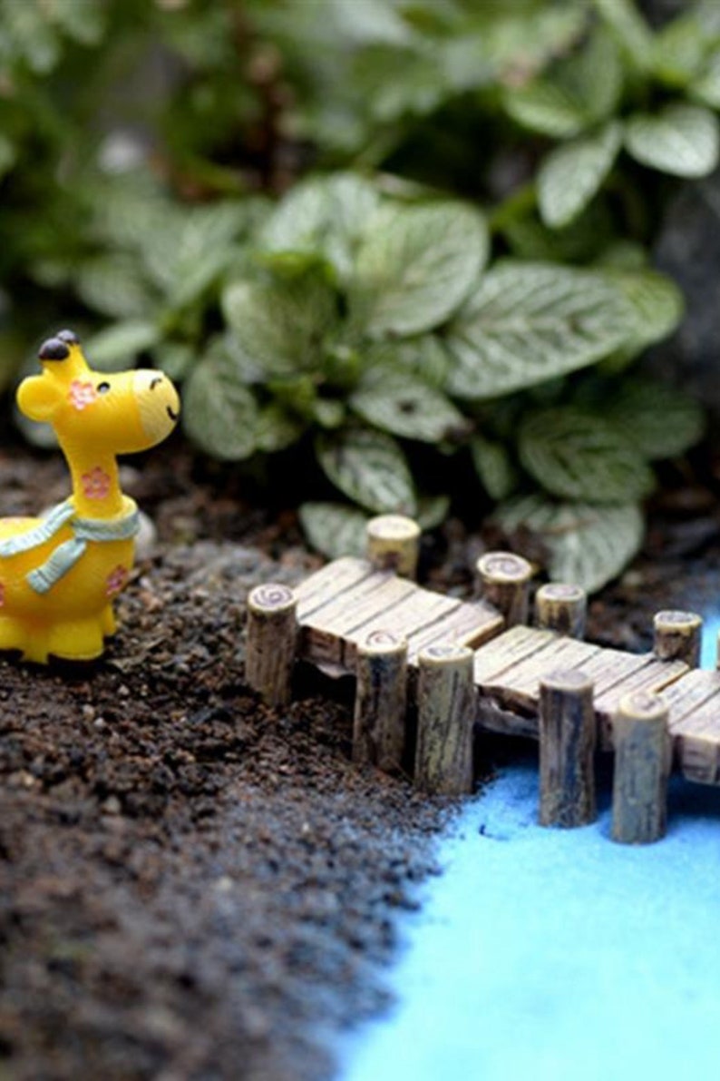 Wooden Bridge Miniature Garden Fairy Garden Bonsai Decoration Dollhouse Supplies Country Doll House Accessory Country Style Decor Cottage