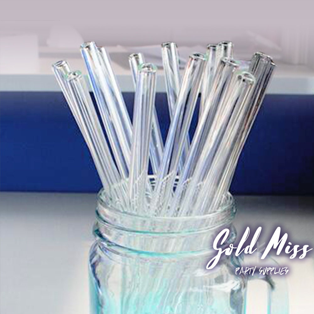Reusable Wedding Birthday Party Clear Glass Drinking Straws Thick Straw N_DM