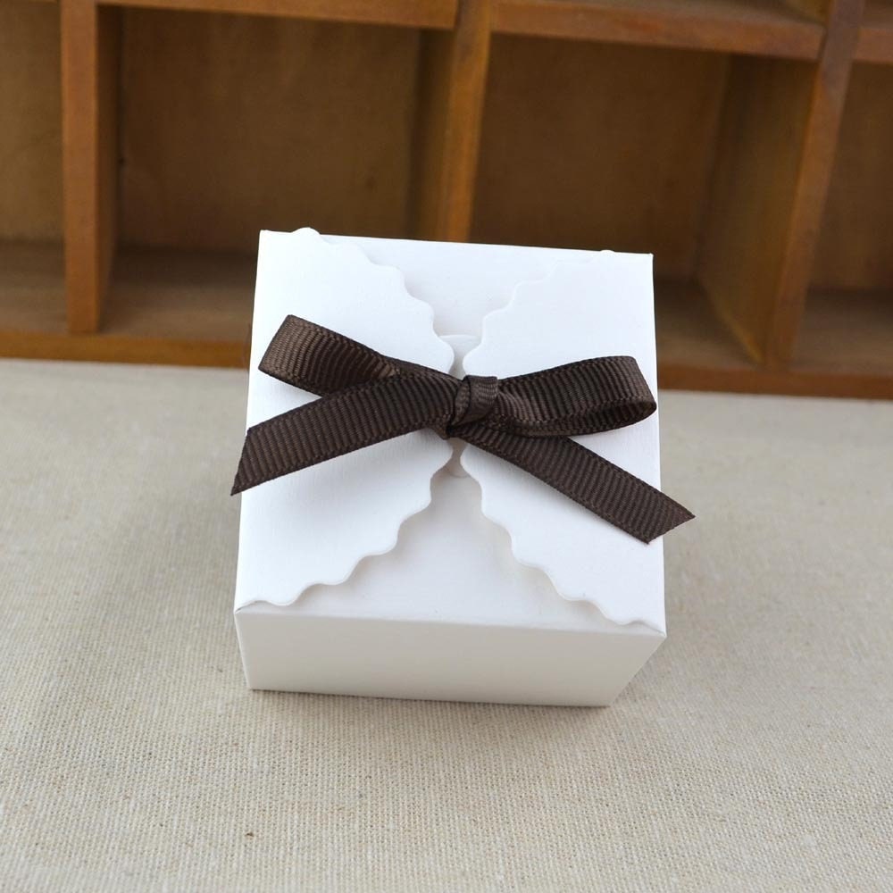 Cupcake Box With Ribbon Cake Box With Lid Wedding Favor Brown Etsy