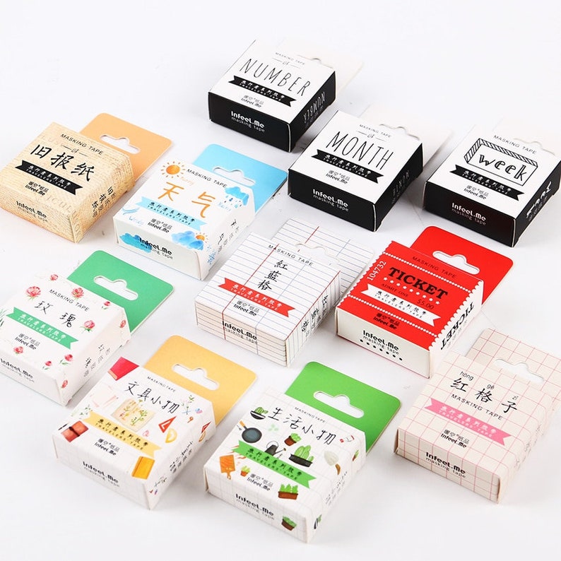 Bujo Washi Tape Days of the Week Weather Succulent Number Washi Calender Floral Washi Music Washi Grid Washi Bullet Journal DIY Planner