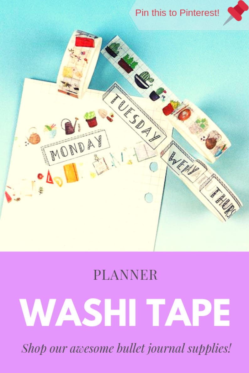 Bujo Washi Tape Days of the Week Weather Succulent Number Washi Calender Floral Washi Music Washi Grid Washi Bullet Journal DIY Planner