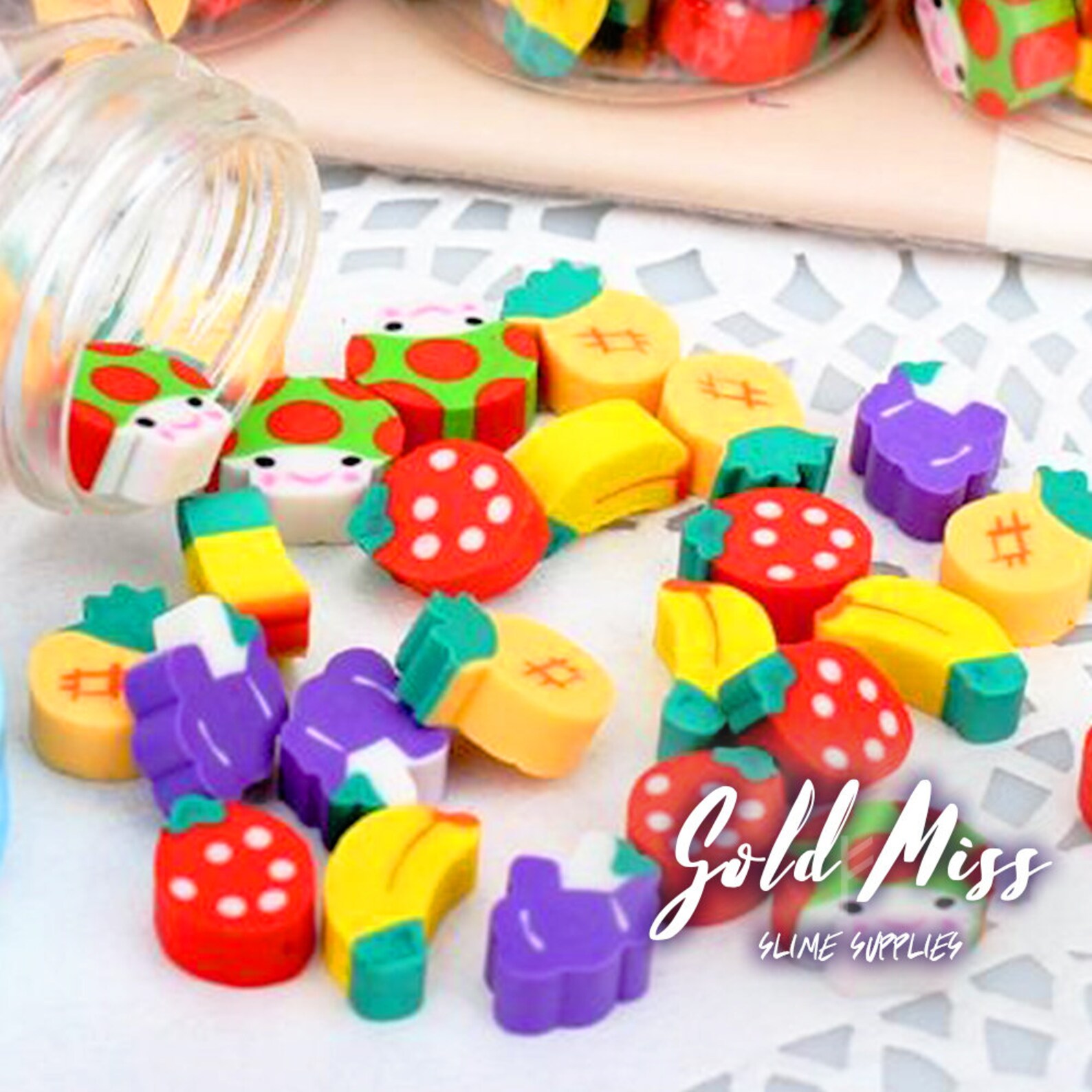 Small Erasers Slime Kit Slime Shops Slime Charms Grape Etsy