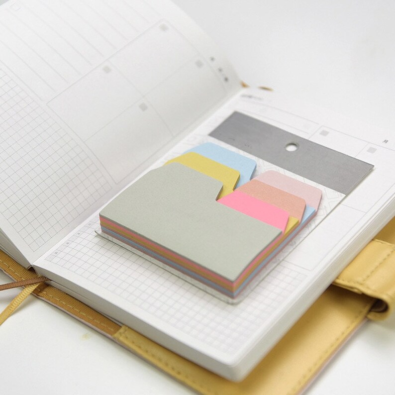 Pink Yellow Blue Gray Folder Tabs Sticky Memo Pad Index Notes Etsy