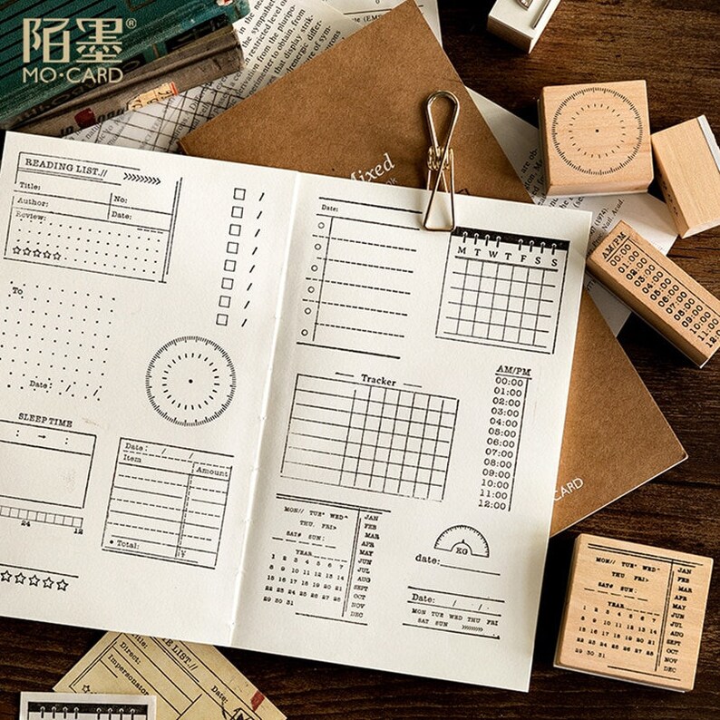 Day Planner Stamps Ink Stamps Bullet Journal Stamp Office Etsy