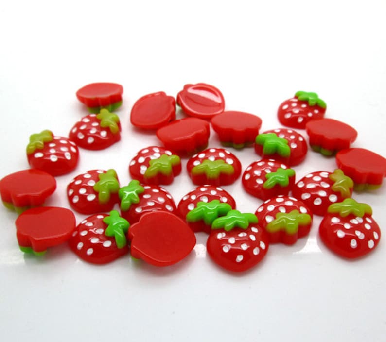 Red Strawberry Charms for Fruit Slime 40pc Fruit Charms Kit Etsy