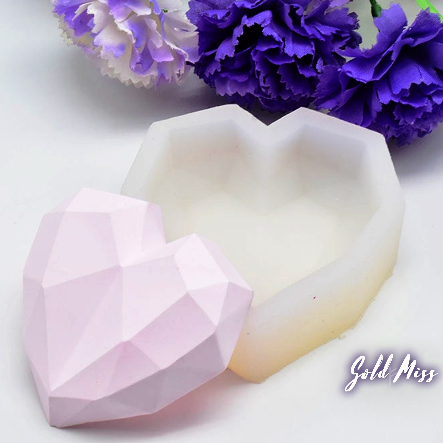 Diamant Herz Seife Form Kerze Form Silikon Flexible Form Herz Etsy