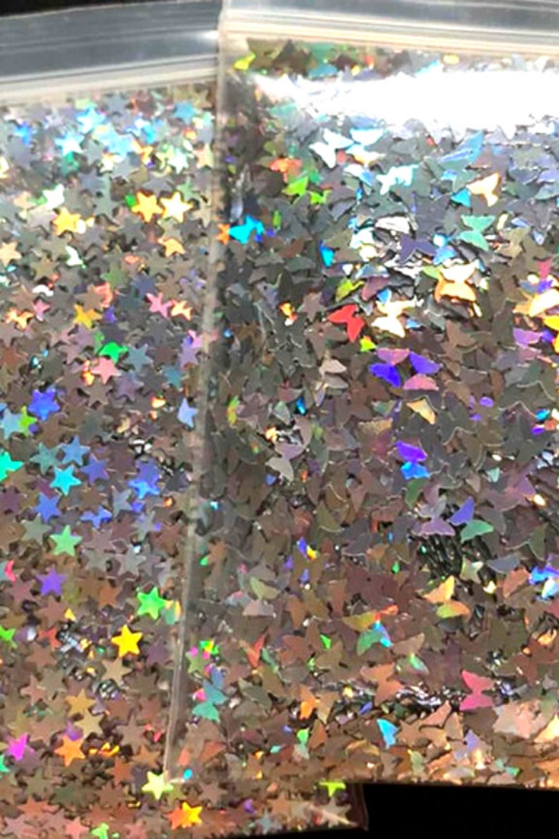 Silver Star Glitter Butterfly Glitter Gold Star Confetti Holo Etsy