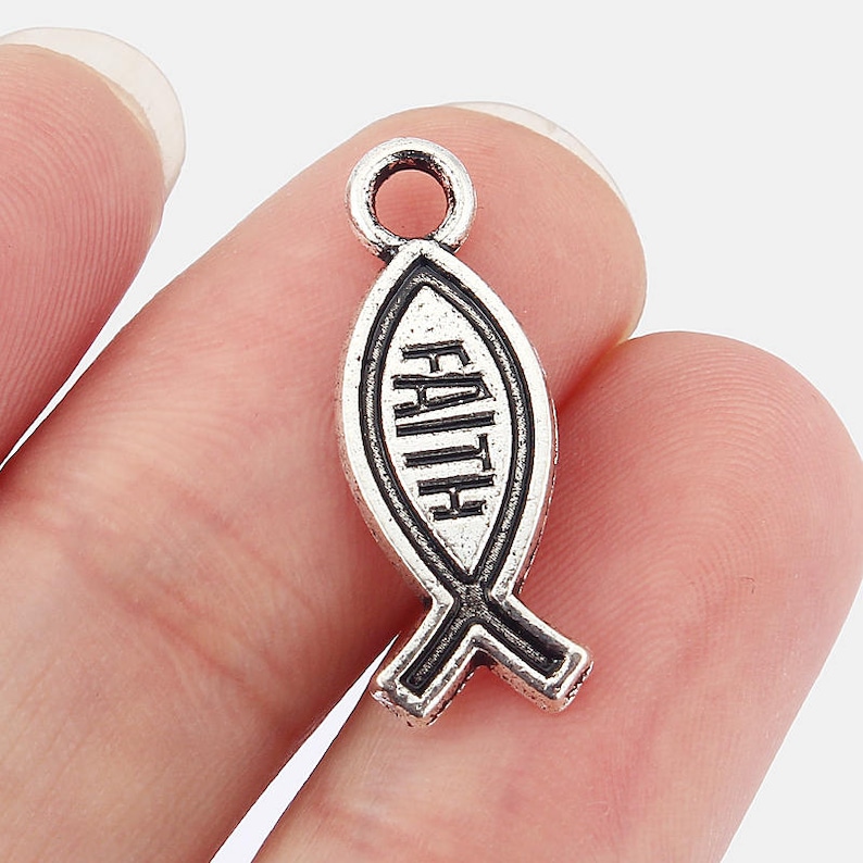 Jesus Fish Charm Faith Charm 15pc Wholesale Charms Bulk Charms Etsy