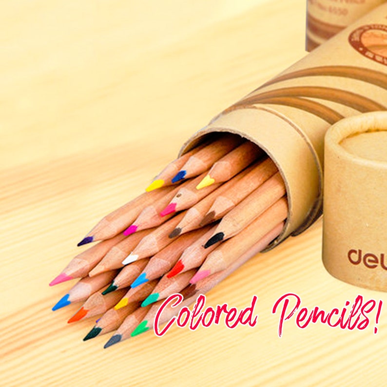 Colored Pencil Set Wooden Pencils Natural Wood Zero Waste 12 Etsy