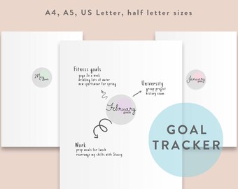 monthly goal tracker etsy
