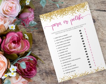 Porn or Polish Game, Bachelorette Games Printable, Bachelorette Party Game Ideas, Bridal Shower, Hen Party, Hen's Night, Instant Download