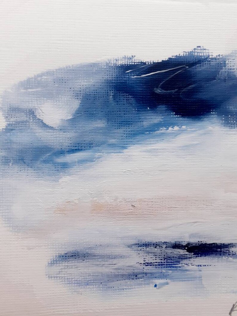 acrylic painting by Edinburgh based artist Small blue landscape on paper