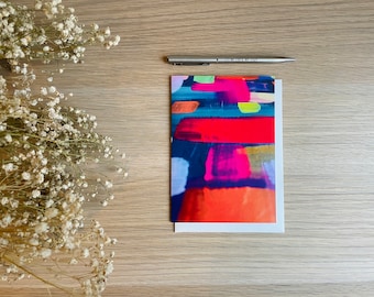 Vibrant brushstroke style greetings card, blank inside, envelope included