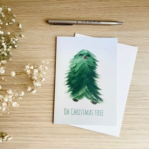 Quirky festive card, Christmas tree design, blank on inside, comes with white envelope, free UK shipping image 1