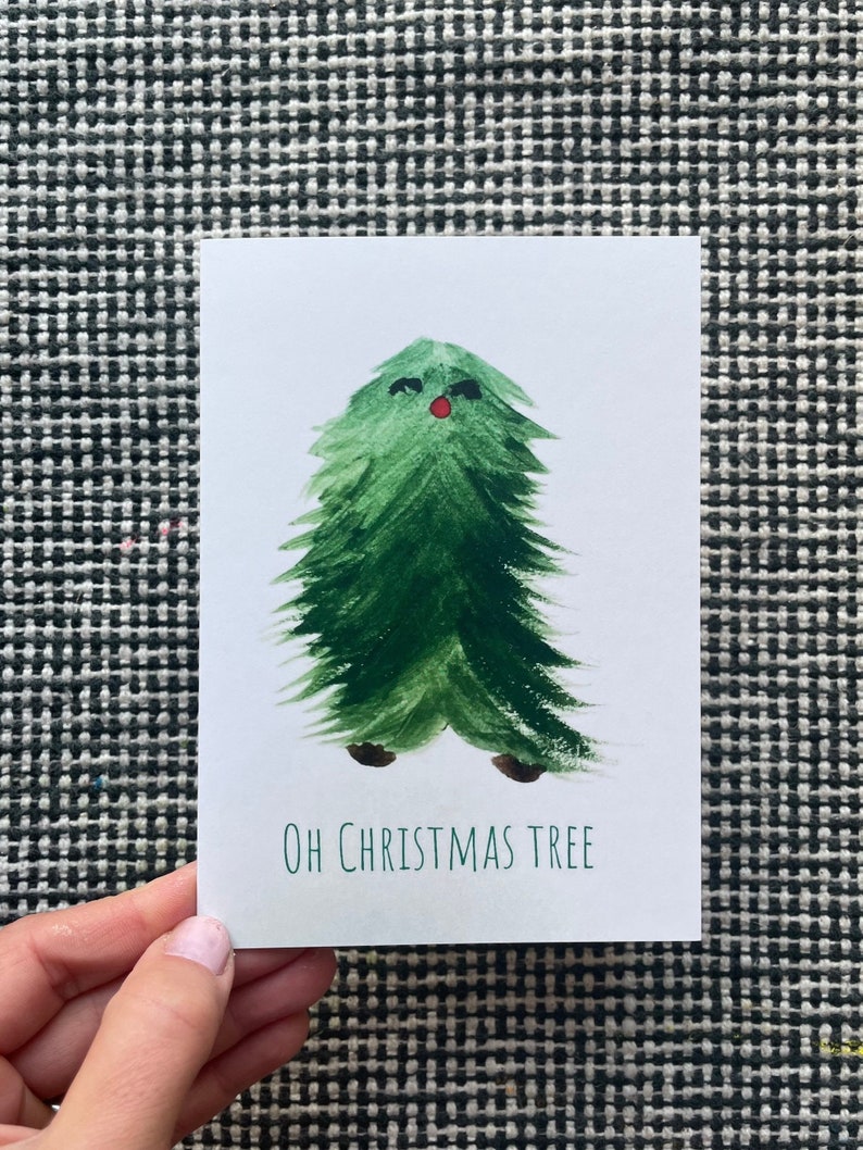 Quirky festive card, Christmas tree design, blank on inside, comes with white envelope, free UK shipping image 2
