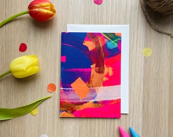 Blue and orange hues abstract style card, artistic note card