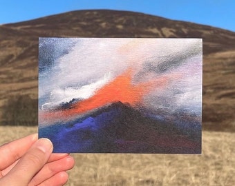 Ethereal Scottish Highlands card, perfect for hill walkers, Scotland travel themed landscape card