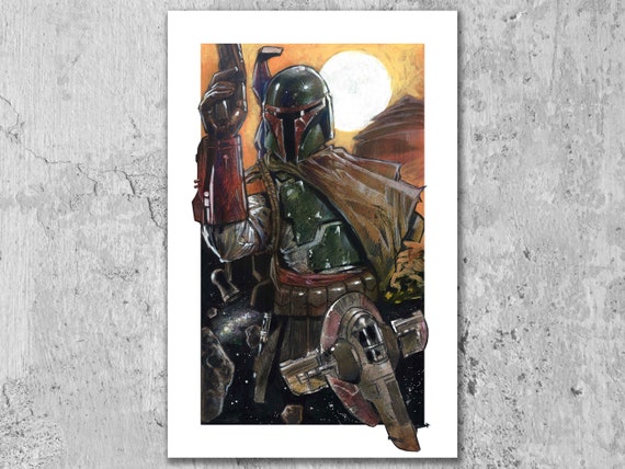 Boba Fett Art Print. 11 X 17 Print, Fan Art, Star Wars, Empire Strikes  Back, Mandalorian, Bounty Hunter - Etsy