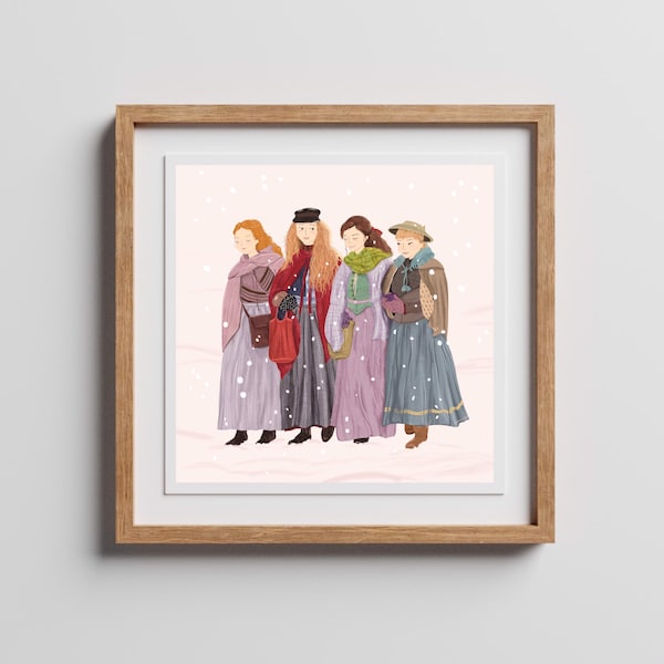 Kleine Frauen - Original Illustration Print - Quadrat oder Querformat