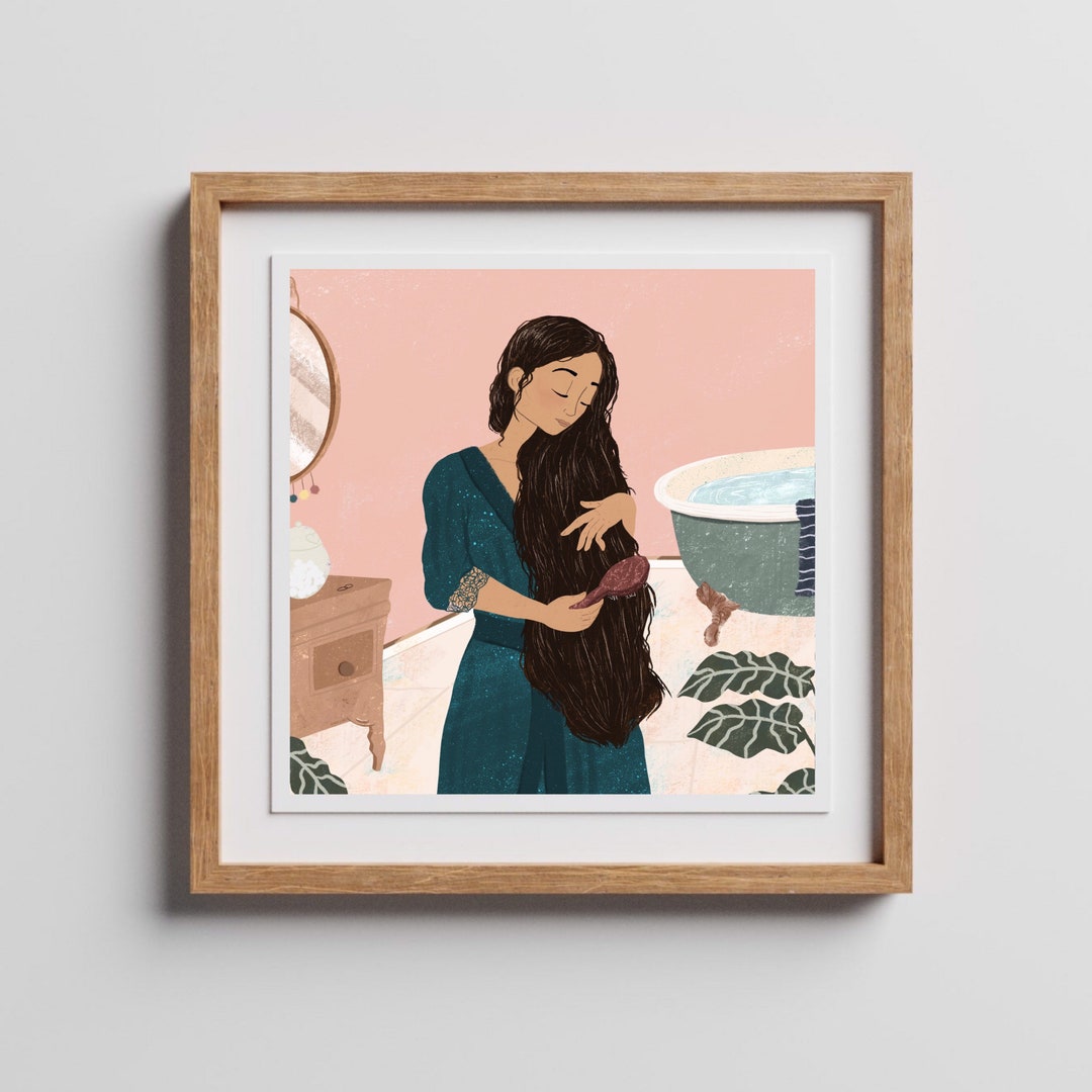 Lady in Bathroom Art Print - Etsy