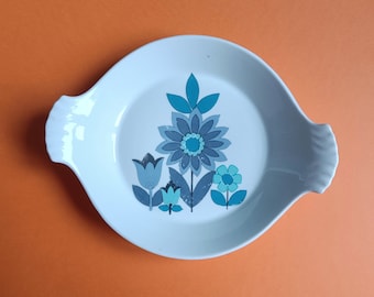 Petit plat vintage fleurs bleues