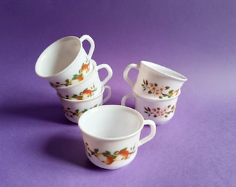 Lot De 6 Tasses à Café/Expresso Vintage – Cafés Ruthena, Bistrot Art Déco Arcopal France (Marron, Porcelaine)