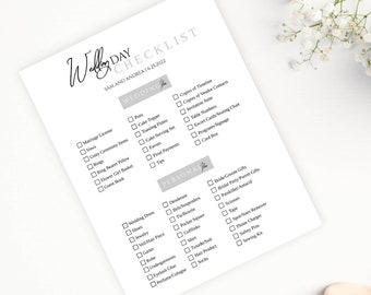 ELEMENTAL Wedding Day Packing List Template, simple editable wedding day packing checklist template, Digital Download