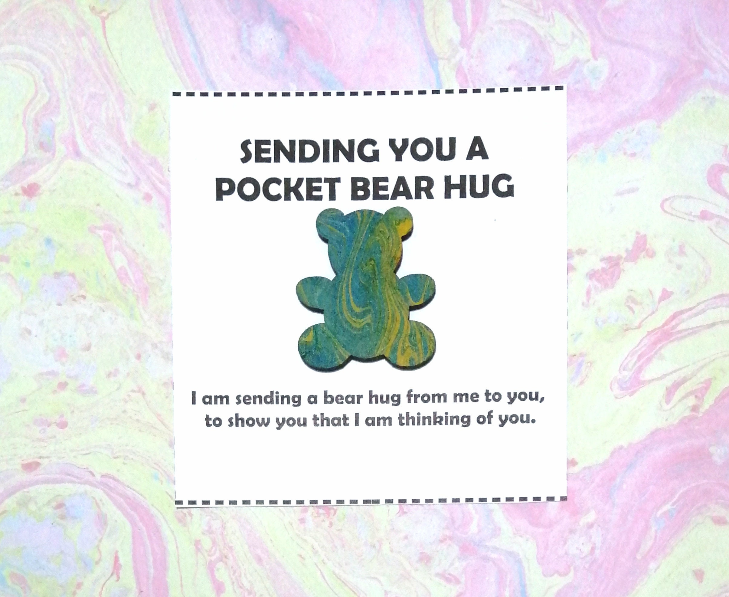 Personalised Little pocket bear hug token bear hug in box Etsy
