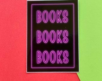 Books Books Books Sticker - Neon Sign Inspired