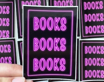 Bibliophile Sticker | Neon Books, Waterproof Vinyl