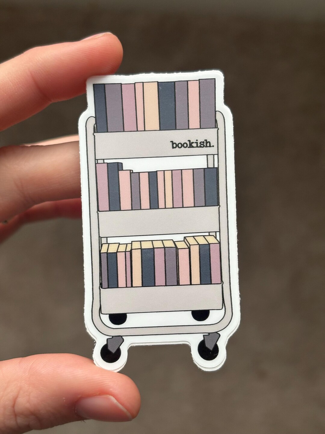 Muted Color Book Stack Muted Colors Book Cart Sticker - Bookstagram - Etsy