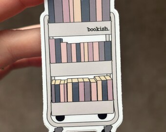 Muted Colors Book Cart Sticker - Bookstagram