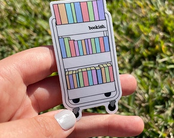 Colorful Book Cart Sticker - Bookstagram